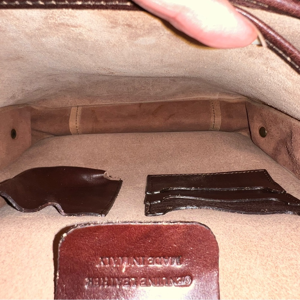 Vintage GRUPPO GIORGIO 1966 Made in Italy Brown Leather Convertible Backpack - Picture 13 of 16